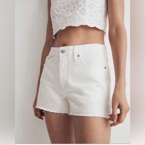 NWT Madewell white relaxed denim raw hem shorts